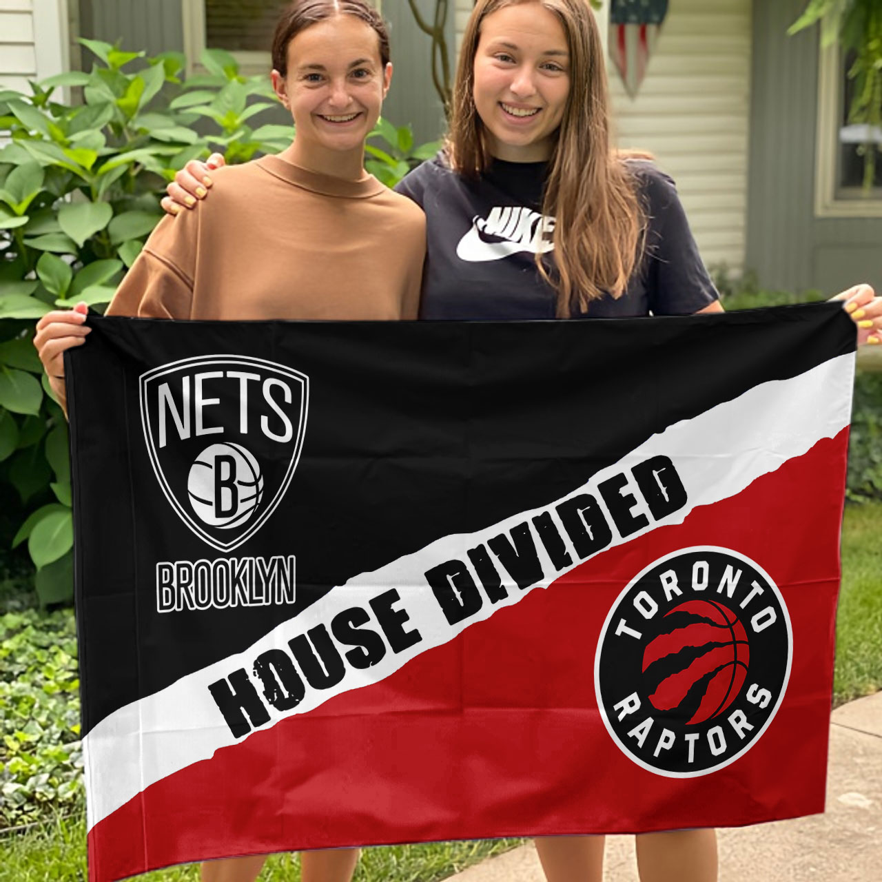 Nets vs Raptors House Divided Flag, NBA House Divided Flag - Image 3
