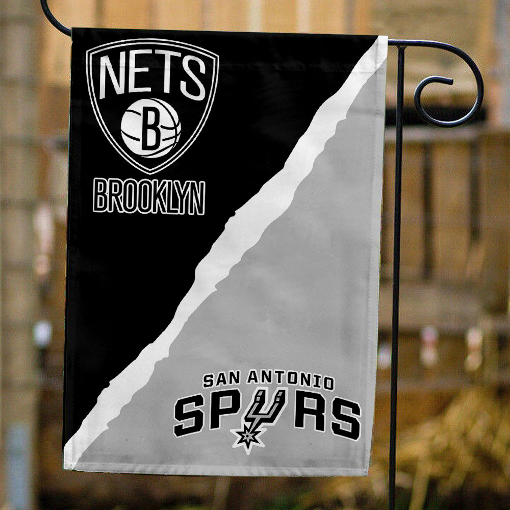 Nets vs Spurs House Divided Flag, NBA House Divided Flag