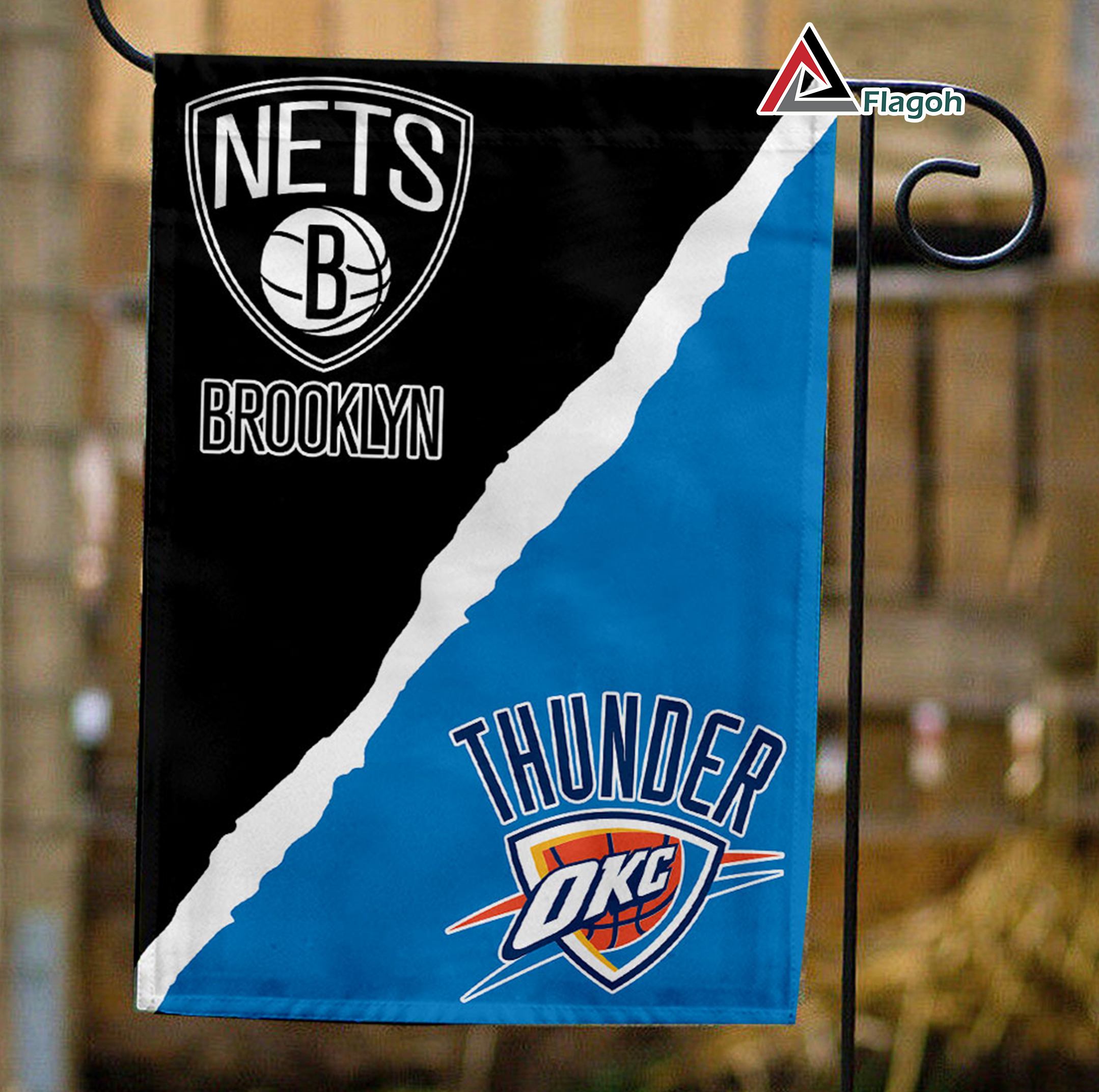 Nets vs Thunder House Divided Flag, NBA House Divided Flag