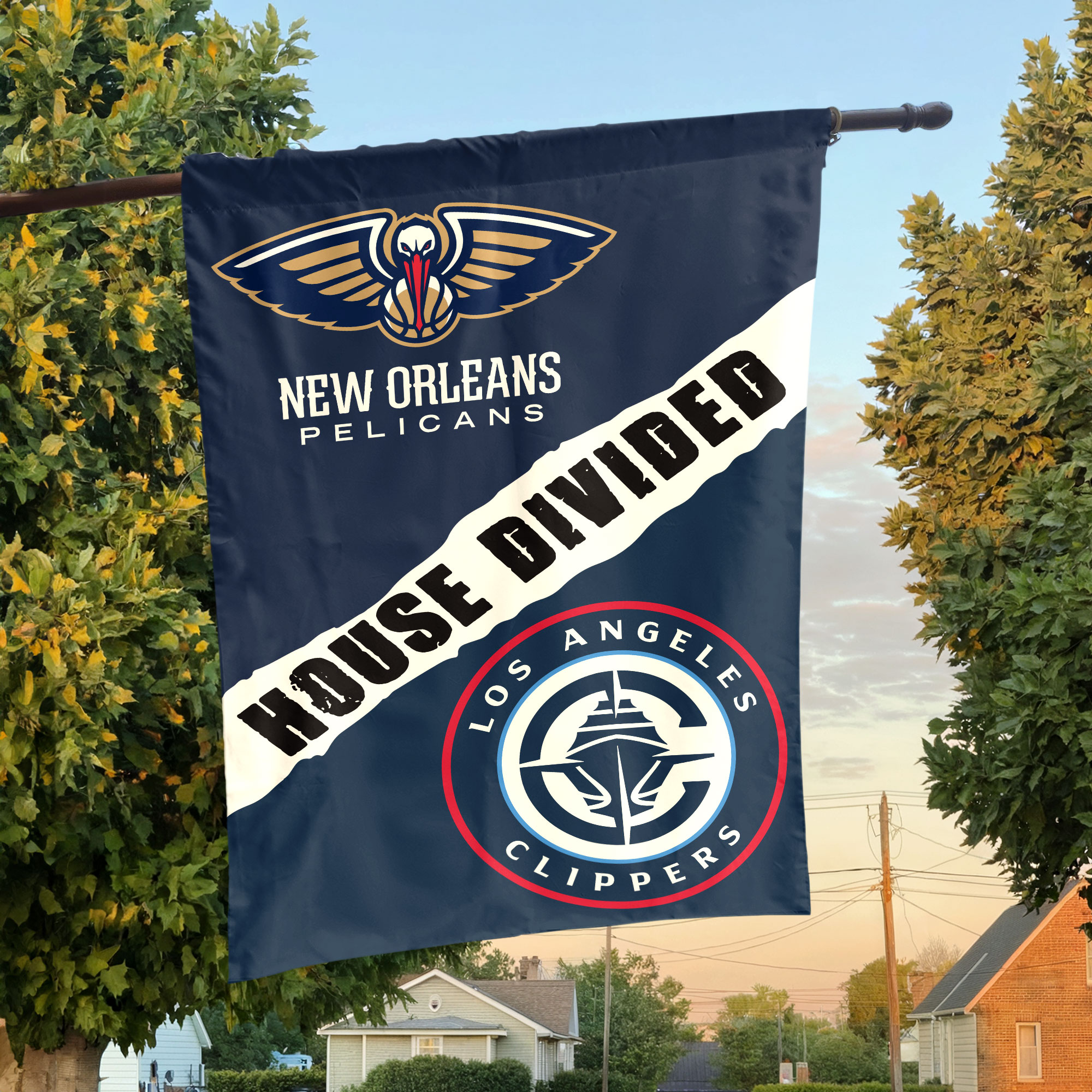 New Orleans vs LA House Divided Flag, NBA House Divided Flag