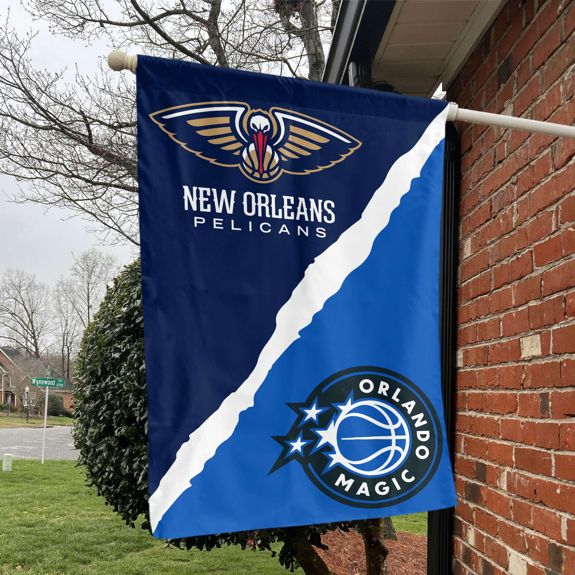 New Orleans vs Orlando House Divided Flag, NBA House Divided Flag