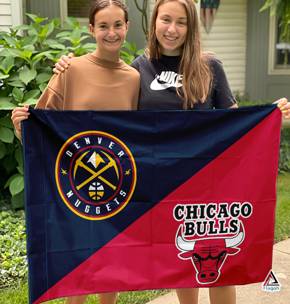 Nuggets vs Bulls House Divided Flag, NBA House Divided Flag - Image 3