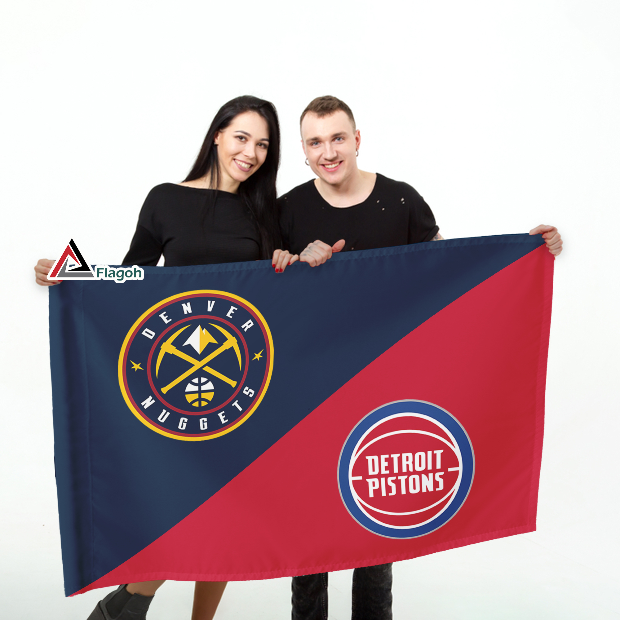 Nuggets vs Pistons House Divided Flag, NBA House Divided Flag - Image 3