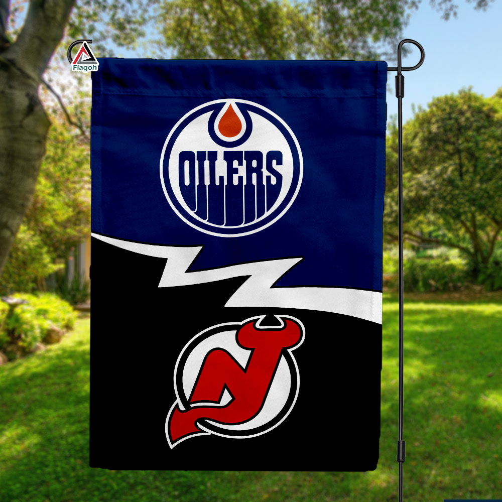Oilers vs Devils House Divided Flag, NHL House Divided Flag
