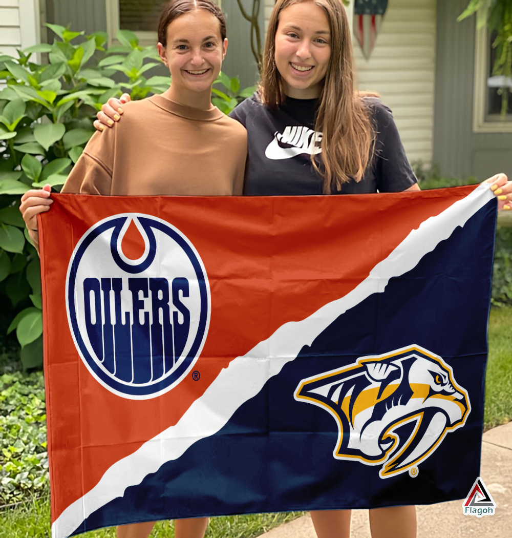 Oilers vs Predators House Divided Flag, NHL House Divided Flag - Image 3