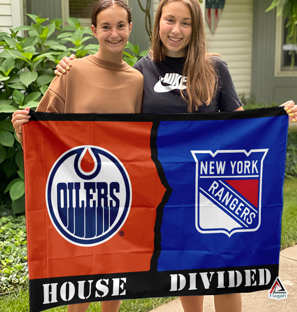 Oilers vs Rangers House Divided Flag, NHL House Divided Flag - Image 3