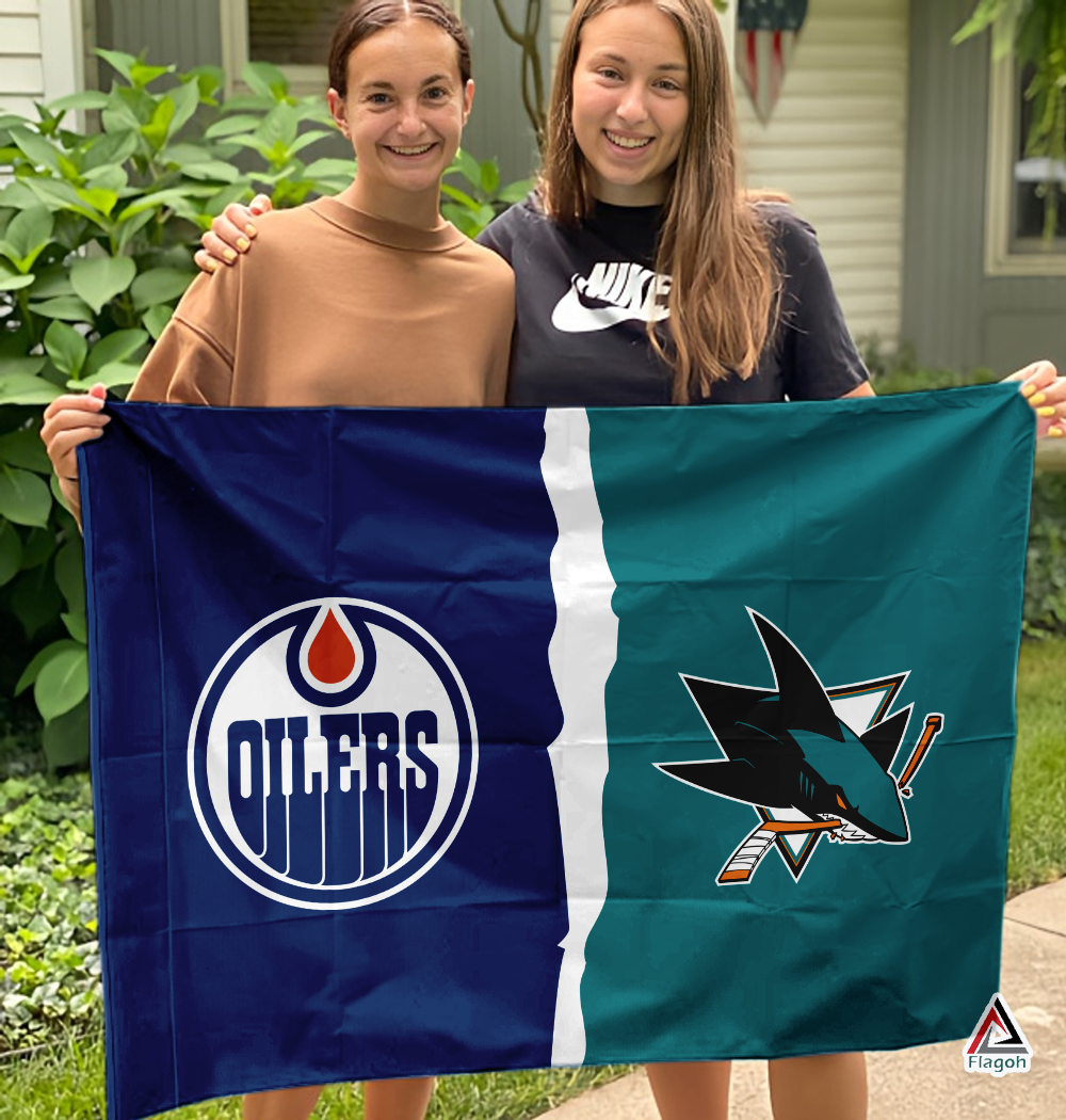 Oilers vs Sharks House Divided Flag, NHL House Divided Flag - Image 3