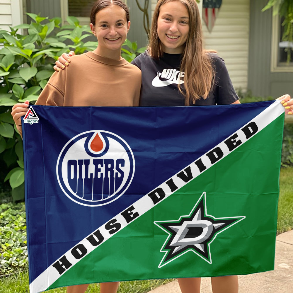 Oilers vs Stars House Divided Flag, NHL House Divided Flag - Image 3