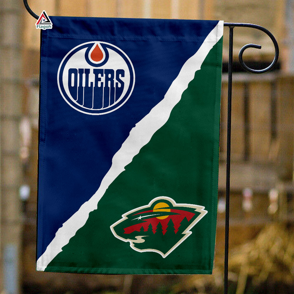 Oilers vs Wild House Divided Flag, NHL House Divided Flag