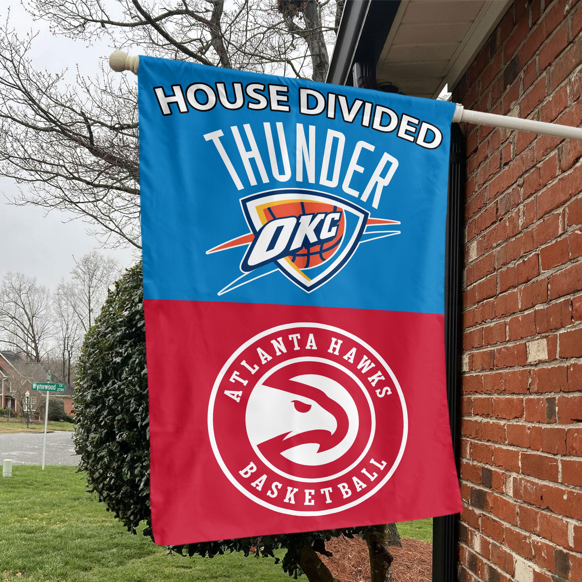 Oklahoma City vs Atlanta House Divided Flag, NBA House Divided Flag