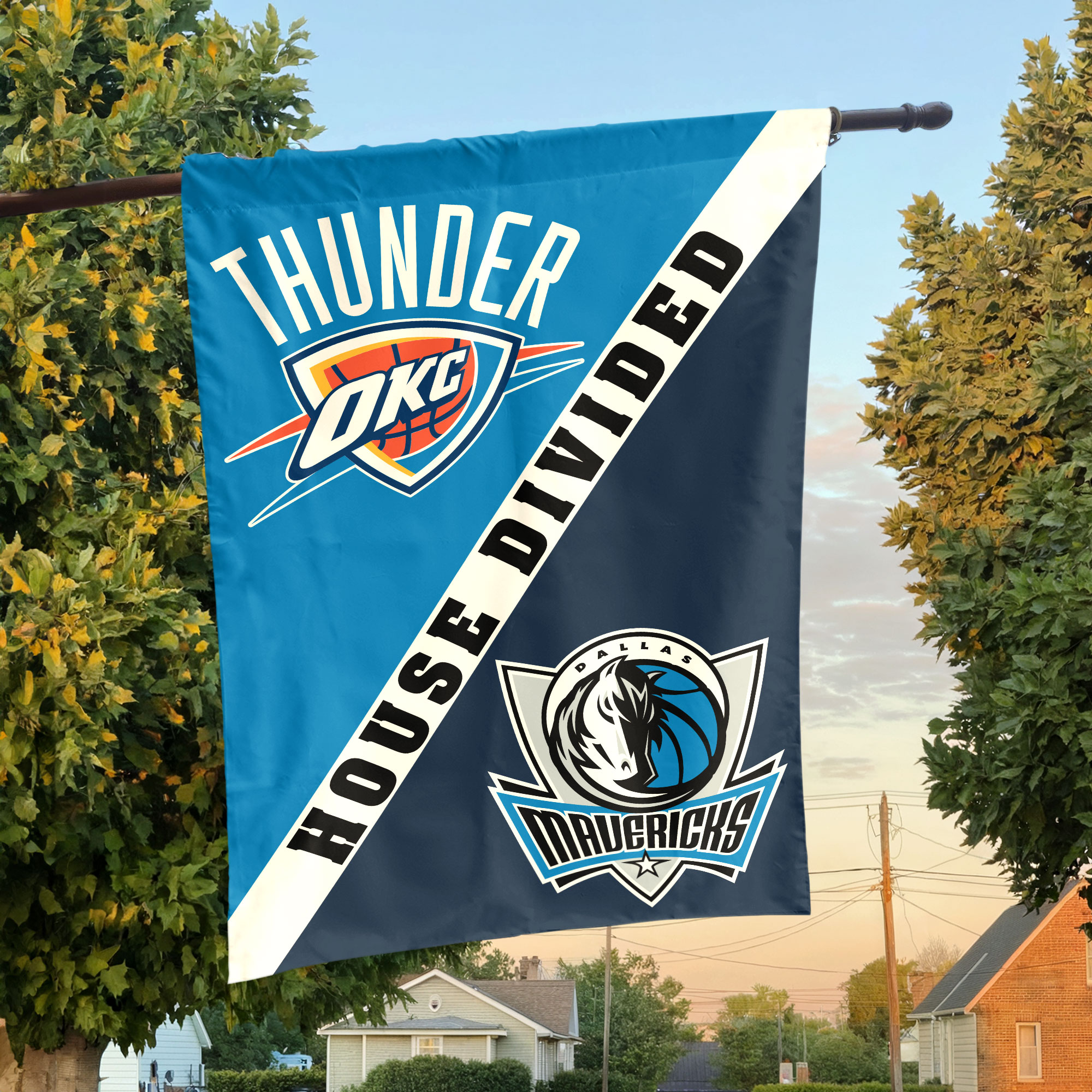 Oklahoma City vs Dallas House Divided Flag, NBA House Divided Flag