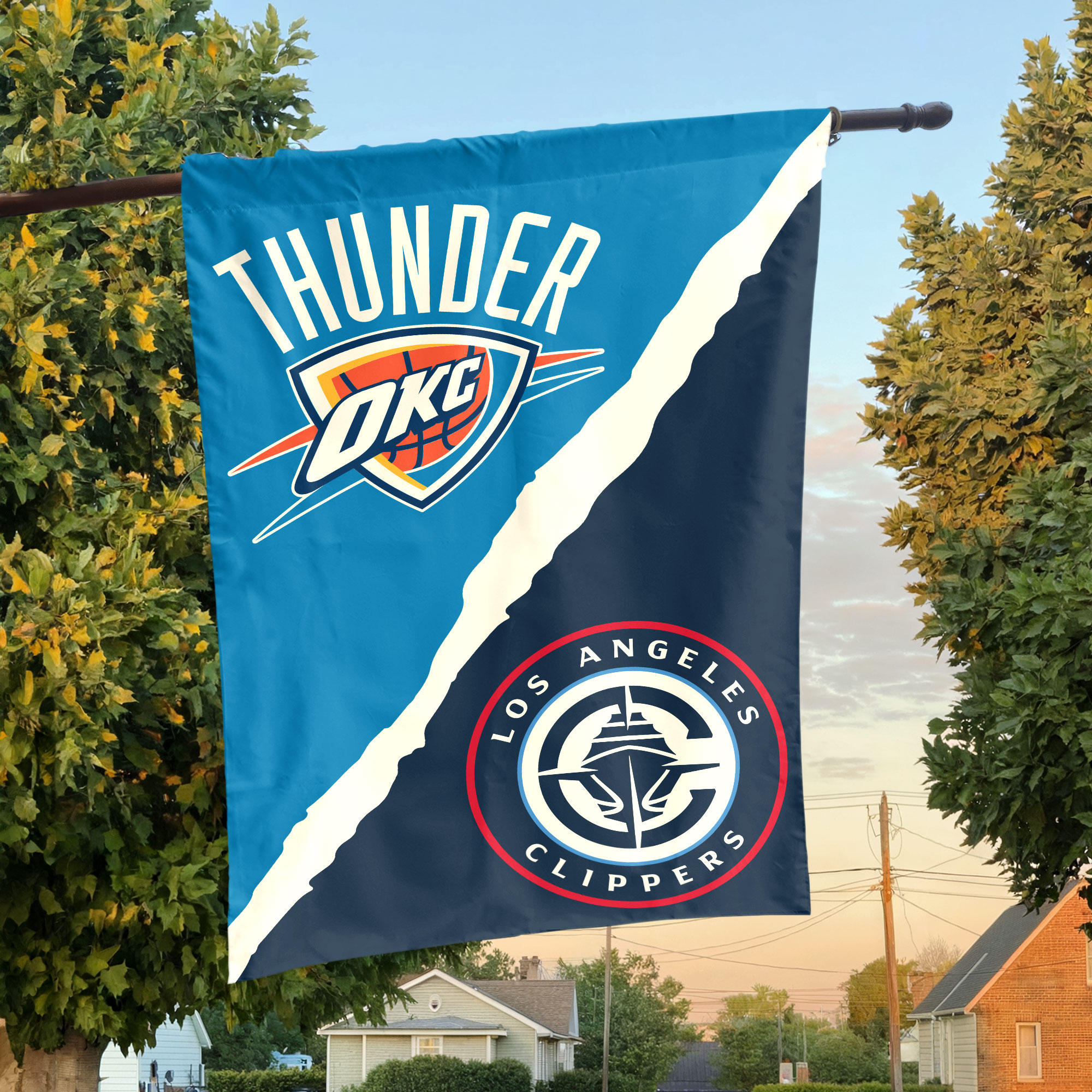 Oklahoma City vs LA House Divided Flag, NBA House Divided Flag
