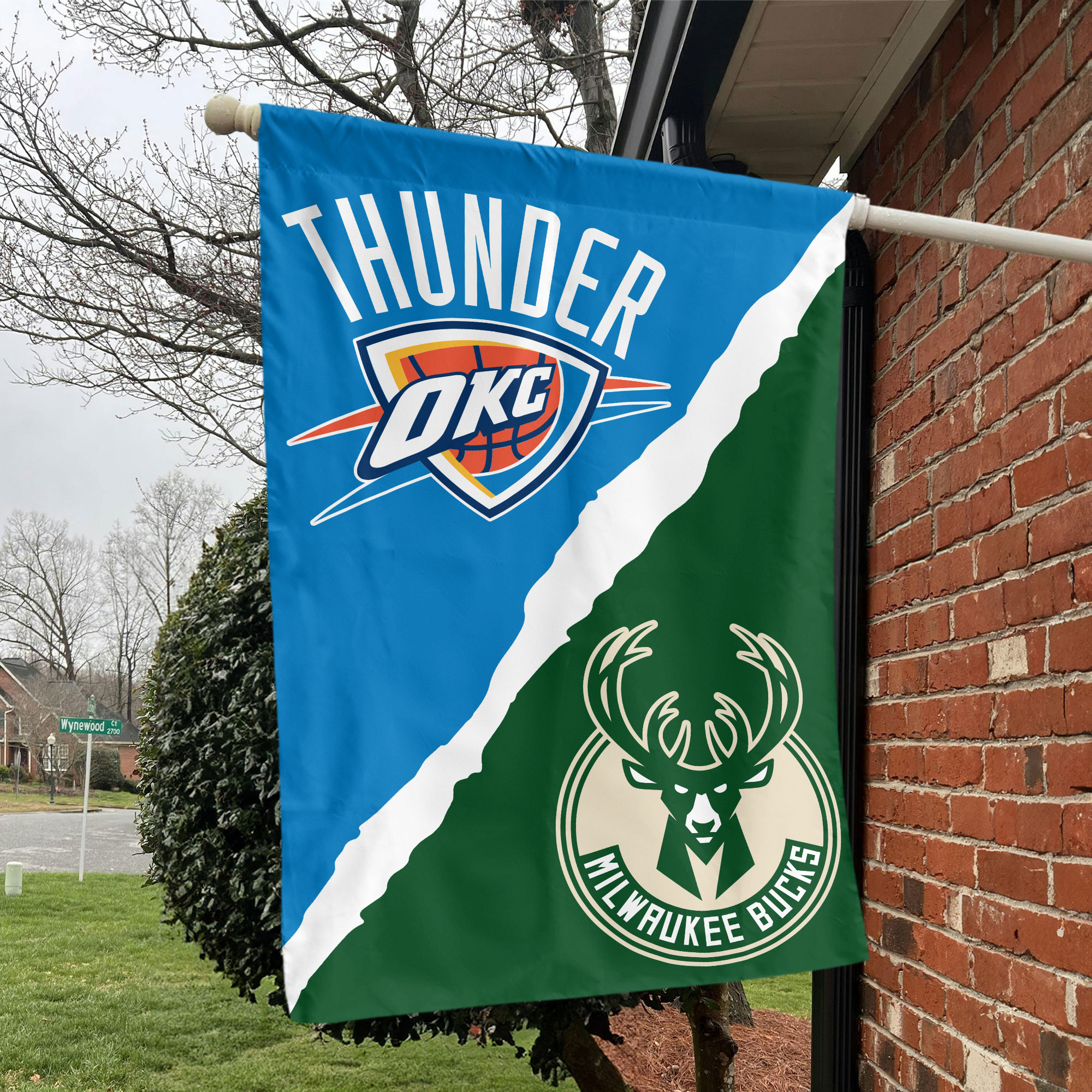 Oklahoma City vs Milwaukee House Divided Flag, NBA House Divided Flag