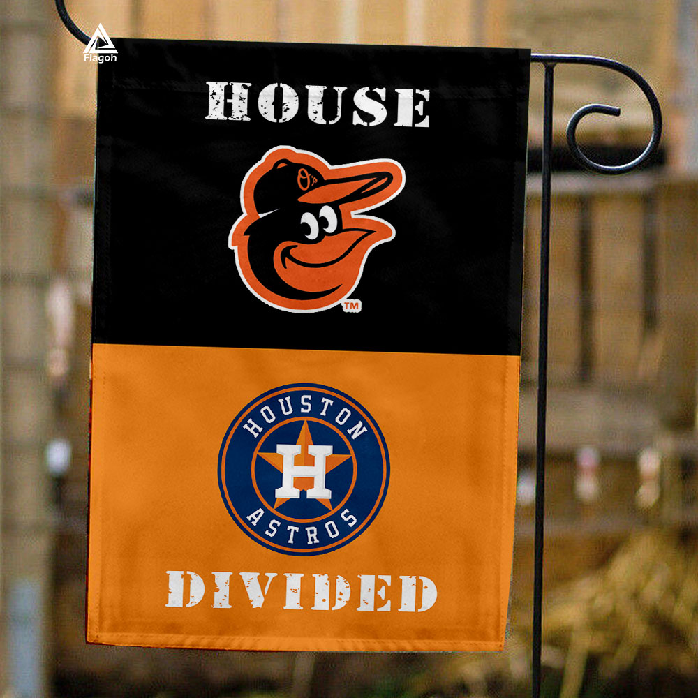 Orioles vs Astros House Divided Flag, MLB House Divided Flag