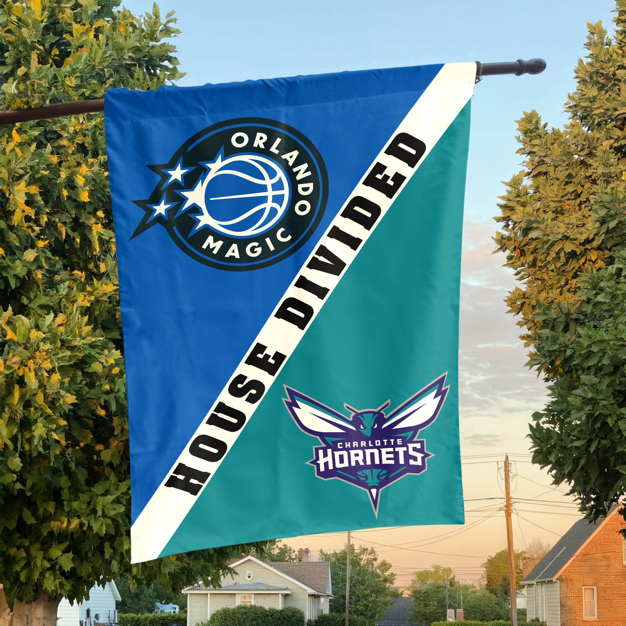 Orlando vs Charlotte House Divided Flag, NBA House Divided Flag