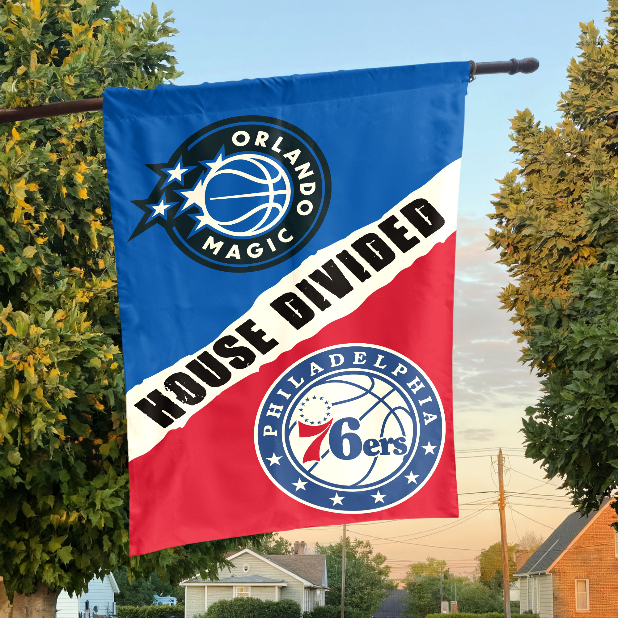Orlando vs Philadelphia House Divided Flag, NBA House Divided Flag