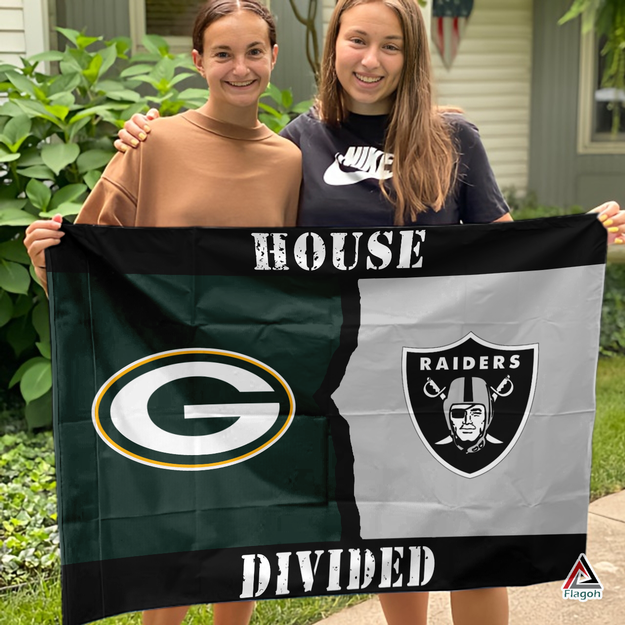 Packers vs Raiders House Divided Flag, NFL House Divided Flag - Image 3