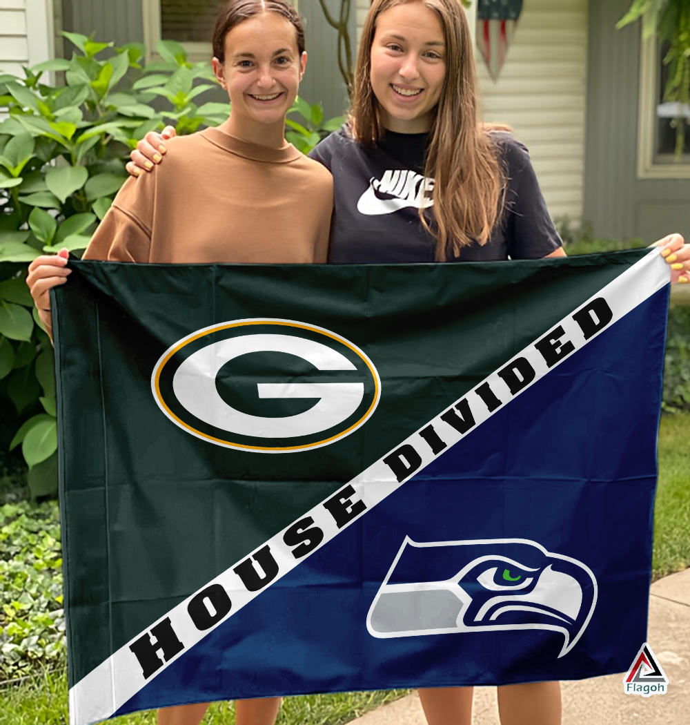 Packers vs Seahawks House Divided Flag, NFL House Divided Flag - Image 3