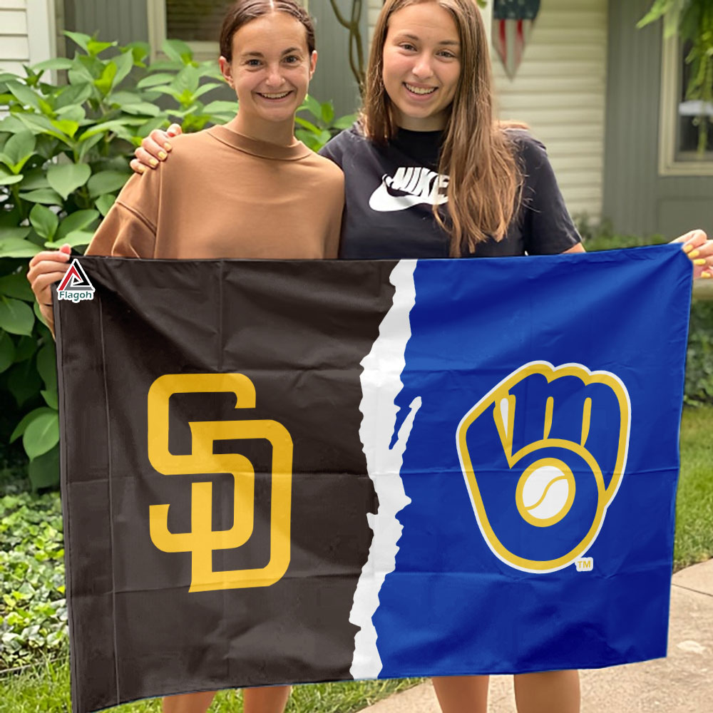 Padres vs Brewers House Divided Flag, MLB House Divided Flag - Image 3