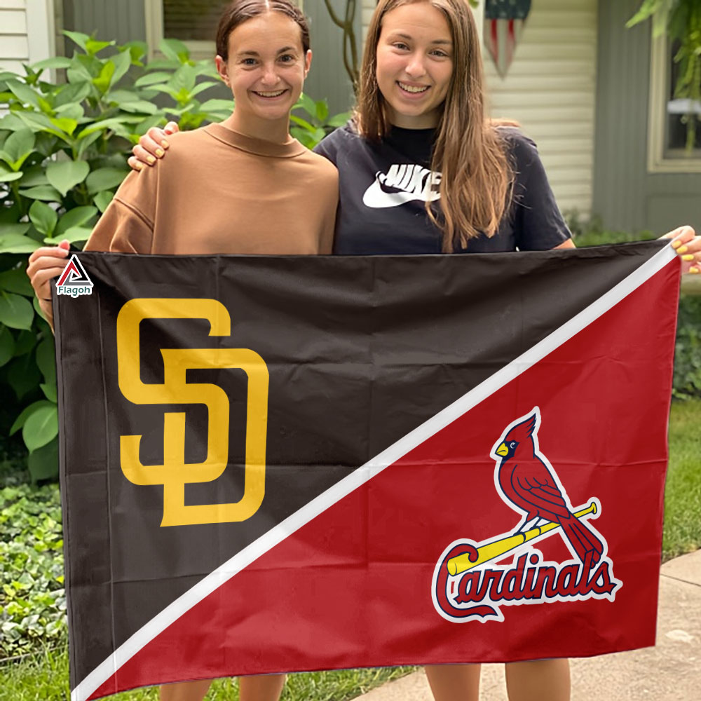 Padres vs Cardinals House Divided Flag, MLB House Divided Flag - Image 4