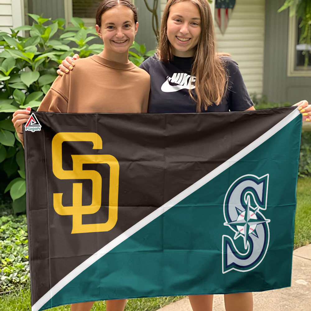 Padres vs Mariners House Divided Flag, MLB House Divided Flag - Image 4