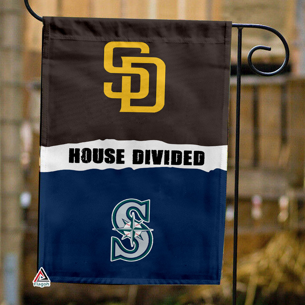 Padres vs Mariners House Divided Flag, MLB House Divided Flag