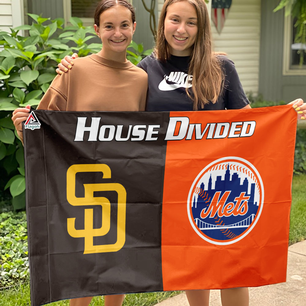 Padres vs Mets House Divided Flag, MLB House Divided Flag - Image 3
