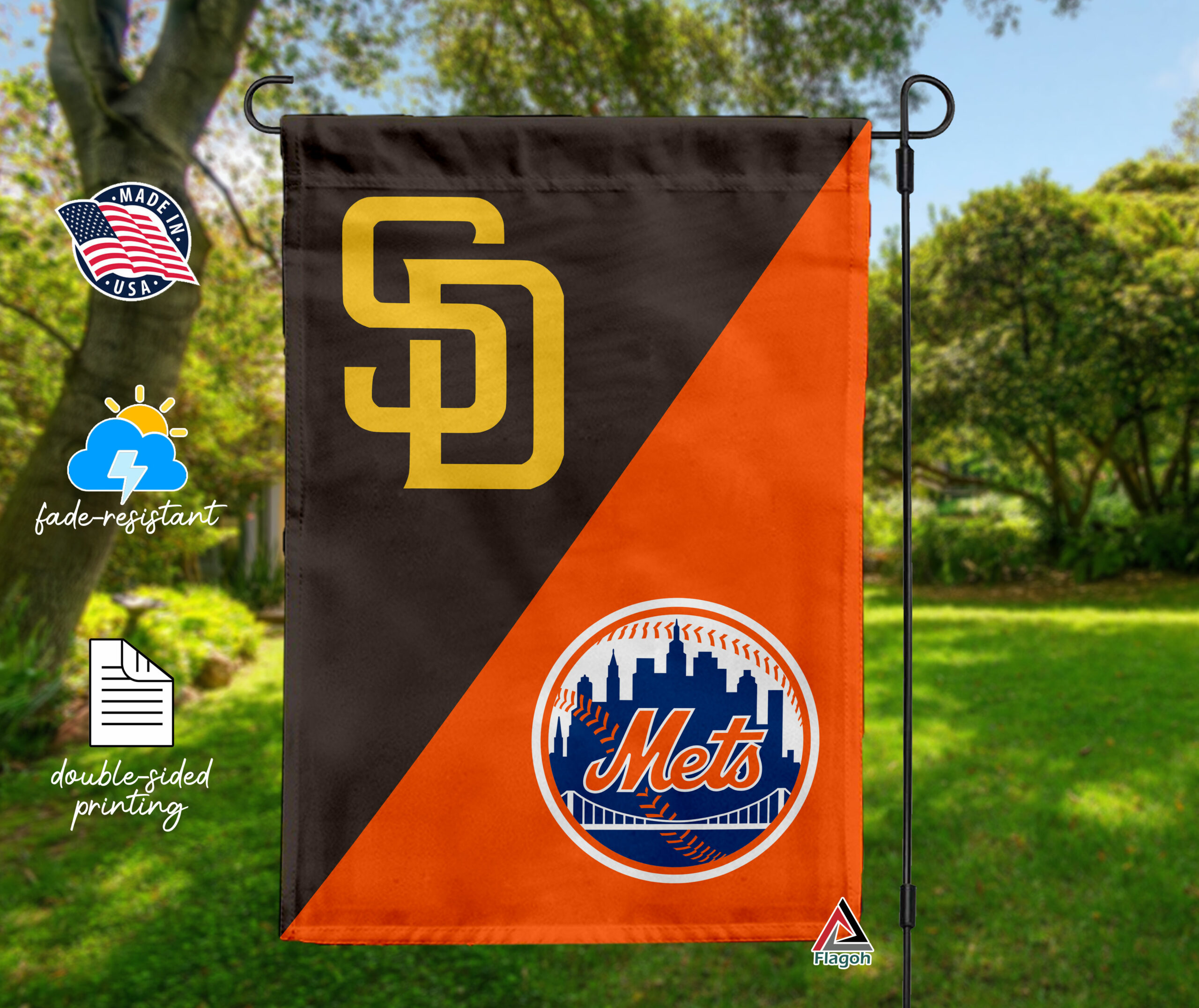Padres vs Mets House Divided Flag, MLB House Divided Flag - Image 4