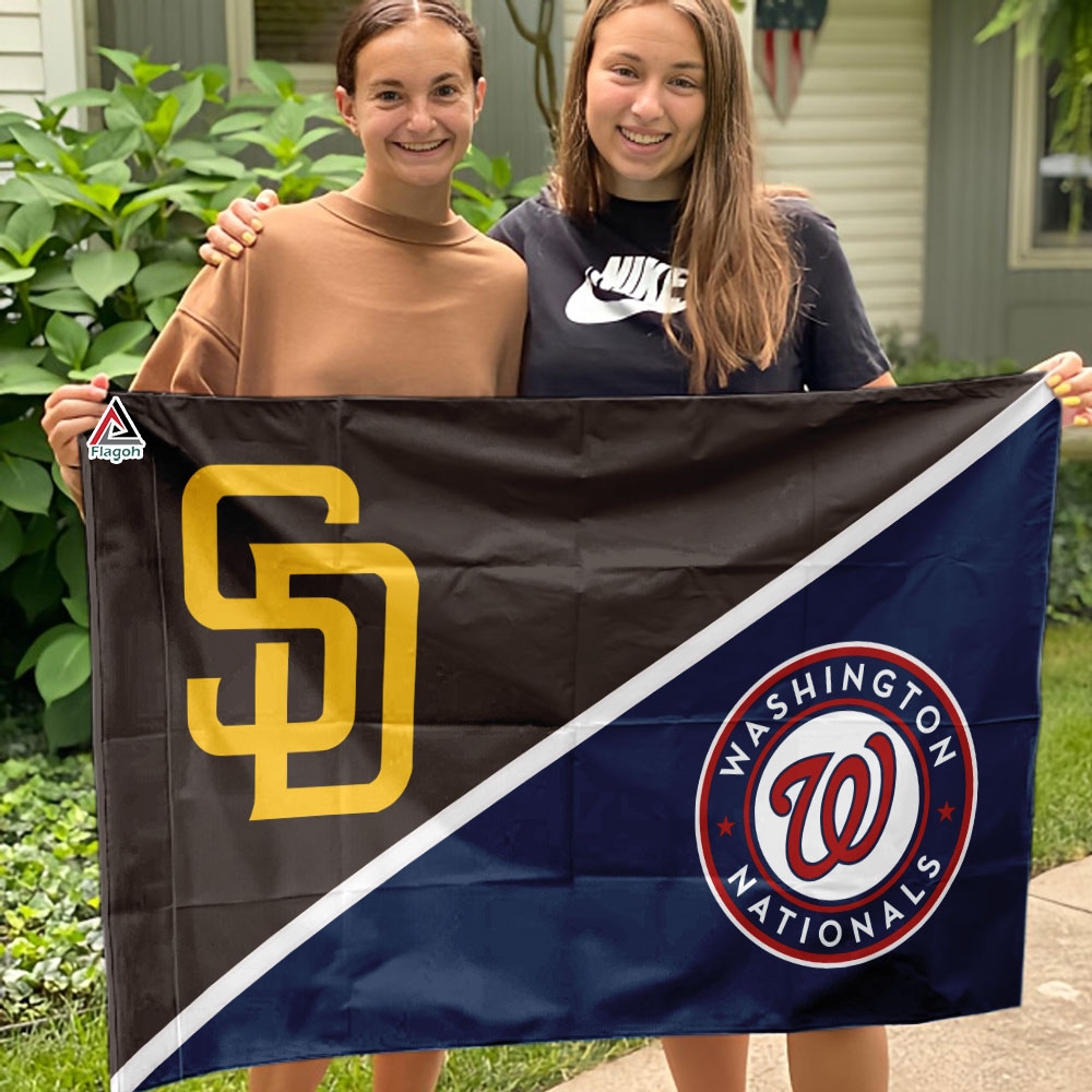 Padres vs Nationals House Divided Flag, MLB House Divided Flag - Image 4