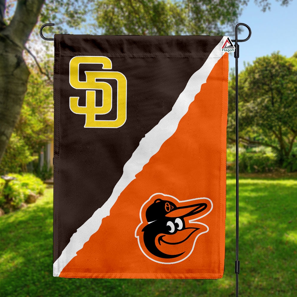 Padres vs Orioles House Divided Flag, MLB House Divided Flag
