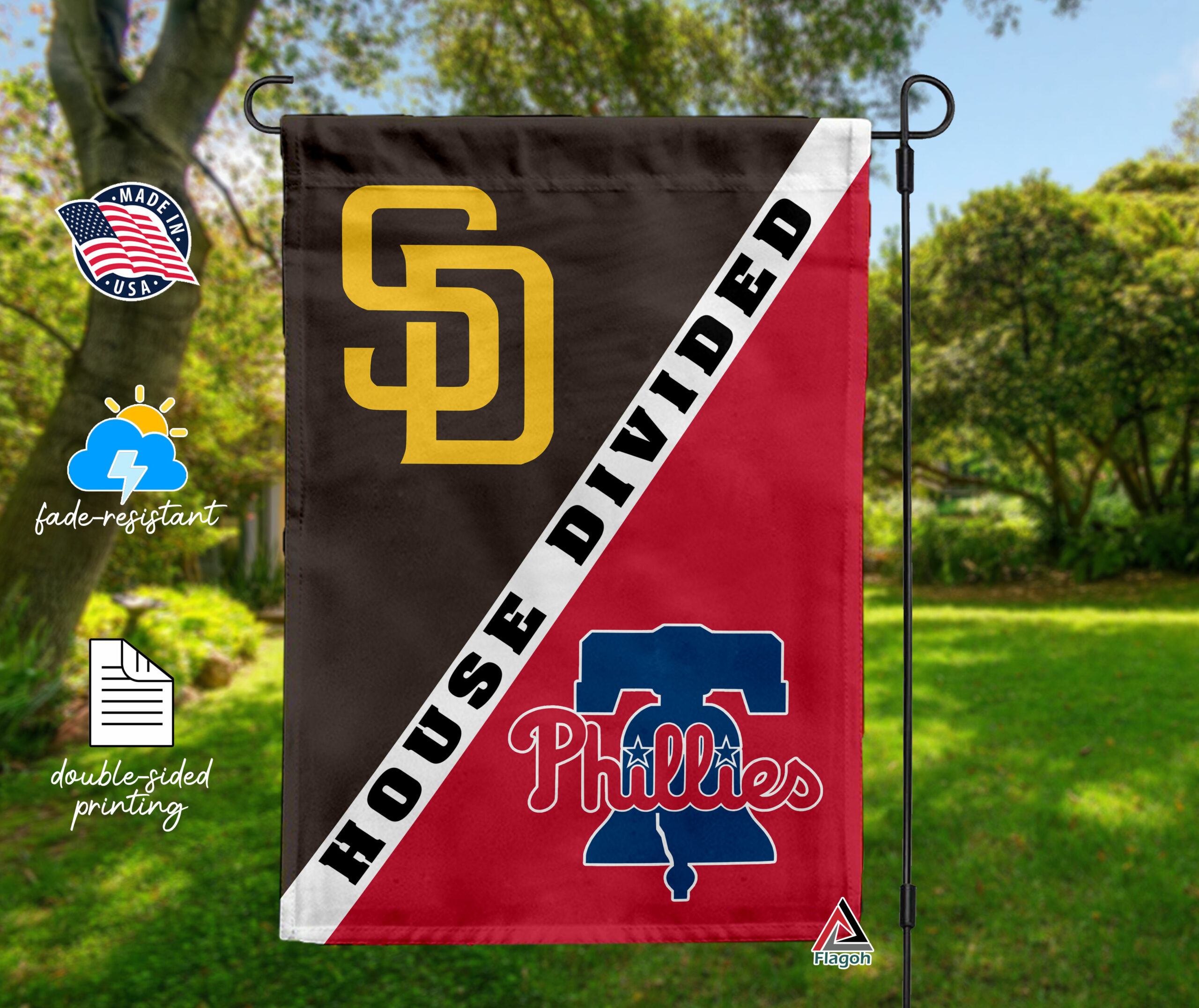 Padres vs Phillies House Divided Flag, MLB House Divided Flag - Image 3