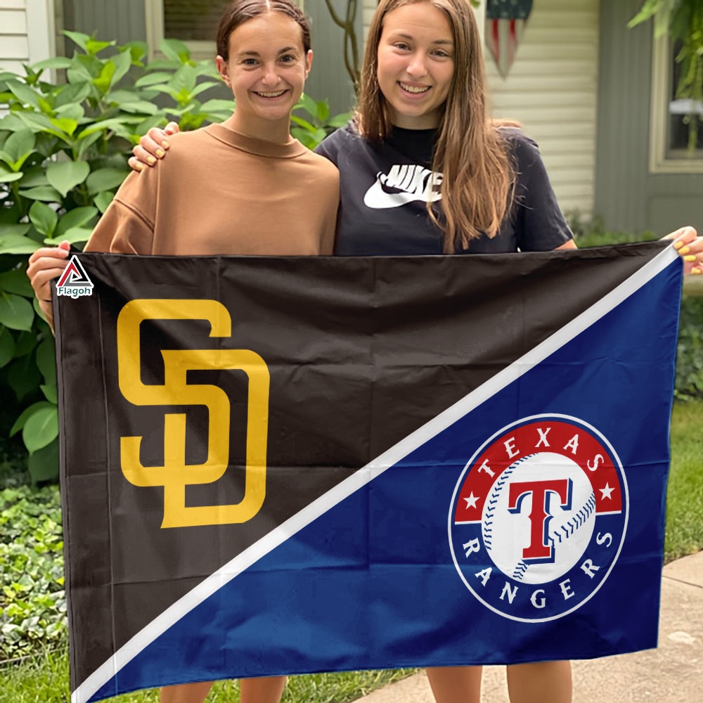Padres vs Rangers House Divided Flag, MLB House Divided Flag - Image 4