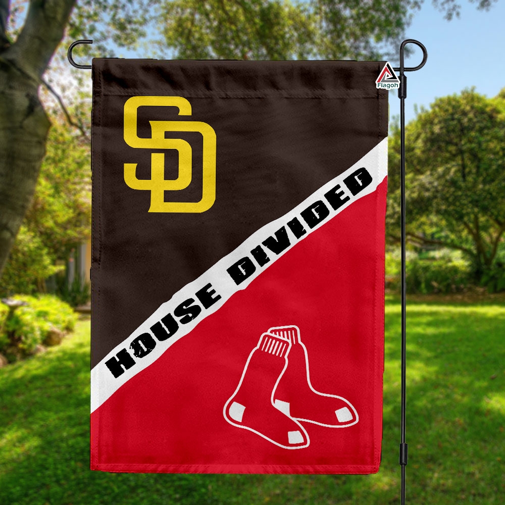 Padres vs Red Sox House Divided Flag, MLB House Divided Flag