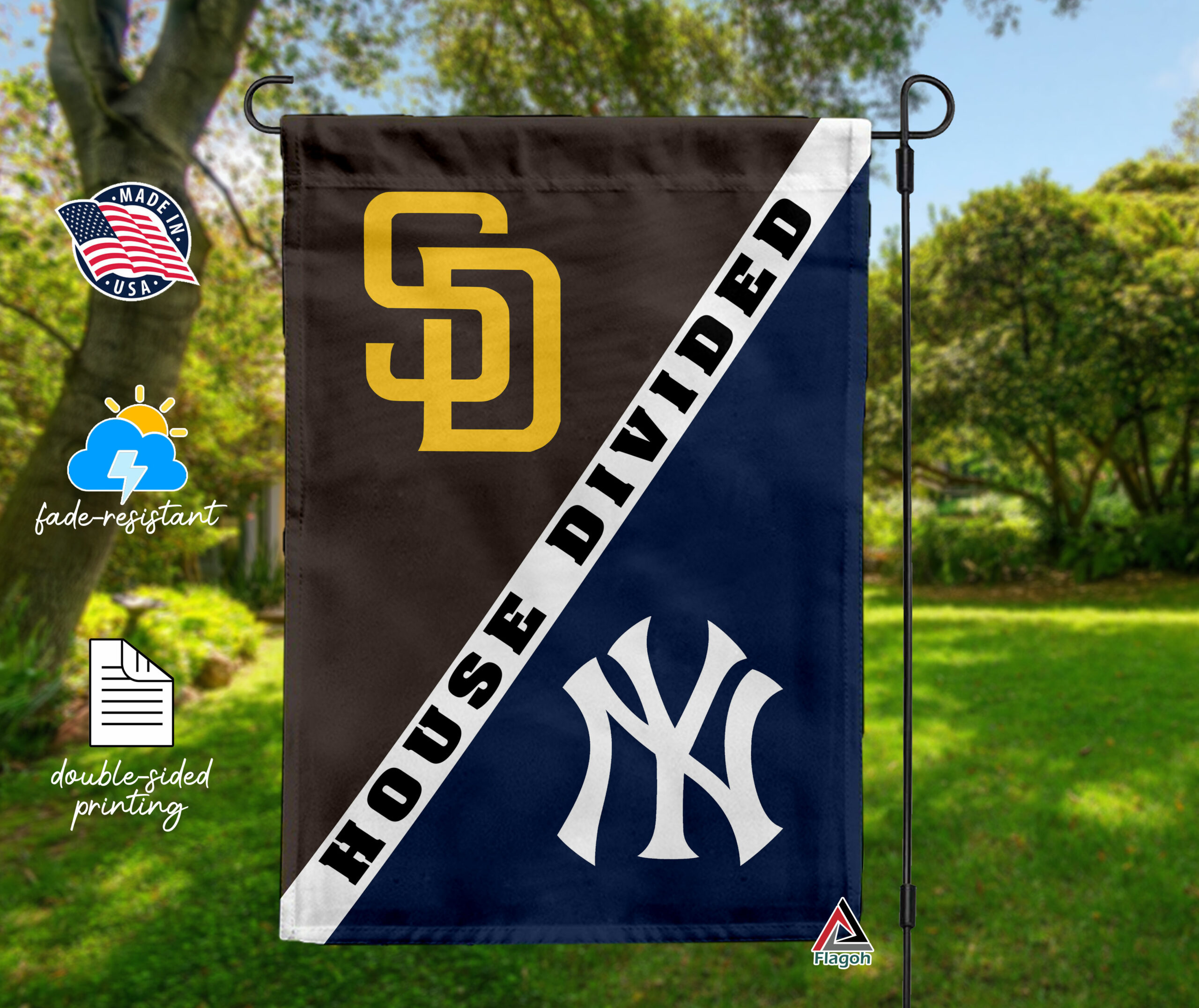 Padres vs Yankees House Divided Flag, MLB House Divided Flag - Image 4