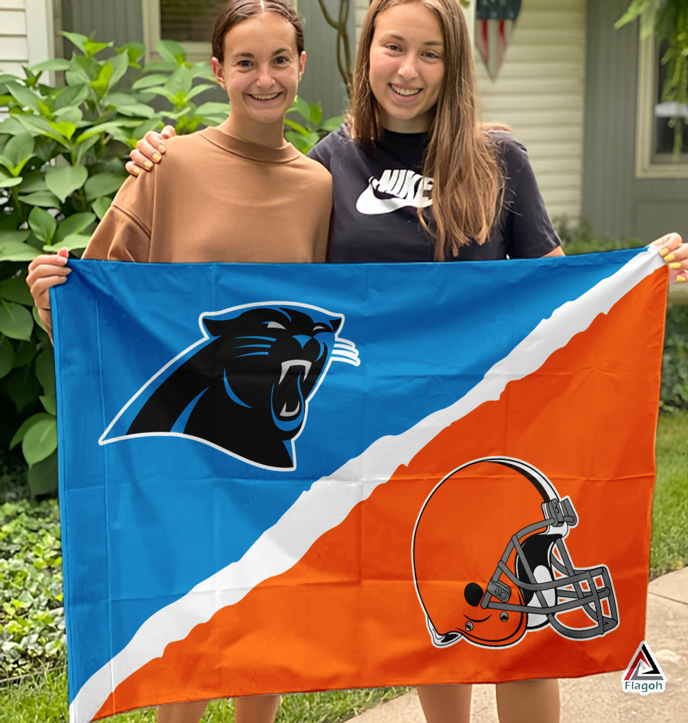 Panthers vs Browns House Divided Flag, NFL House Divided Flag - Image 3