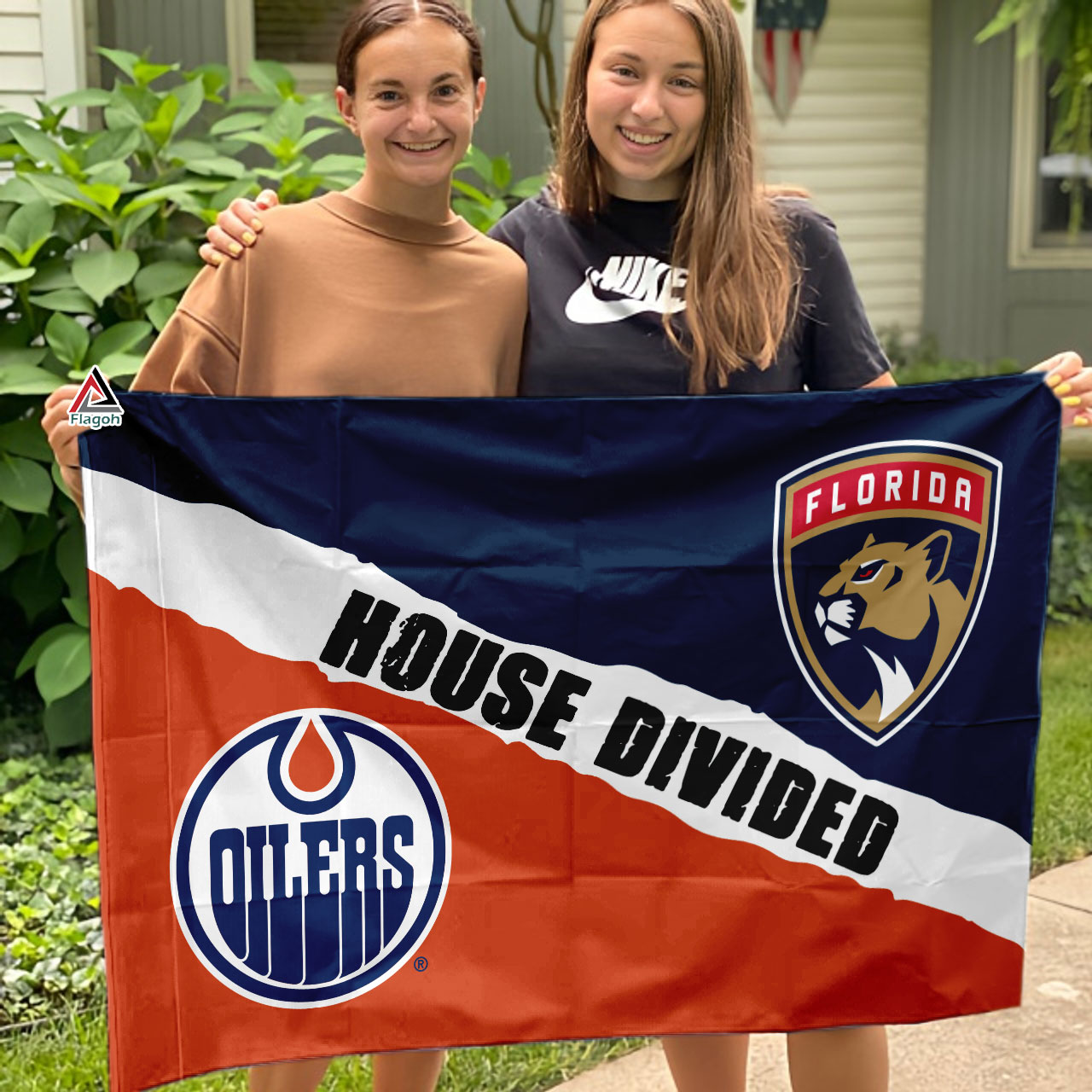 Panthers vs Oilers House Divided Flag, NHL House Divided Flag - Image 3