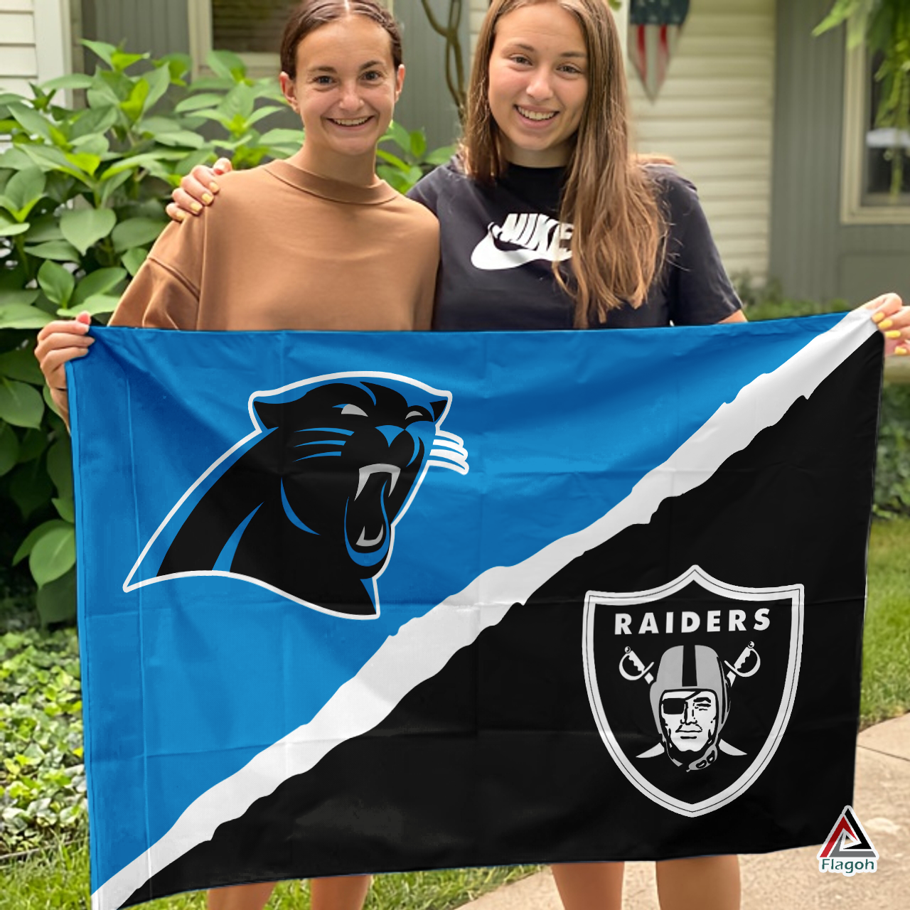 Panthers vs Raiders House Divided Flag, NFL House Divided Flag - Image 3