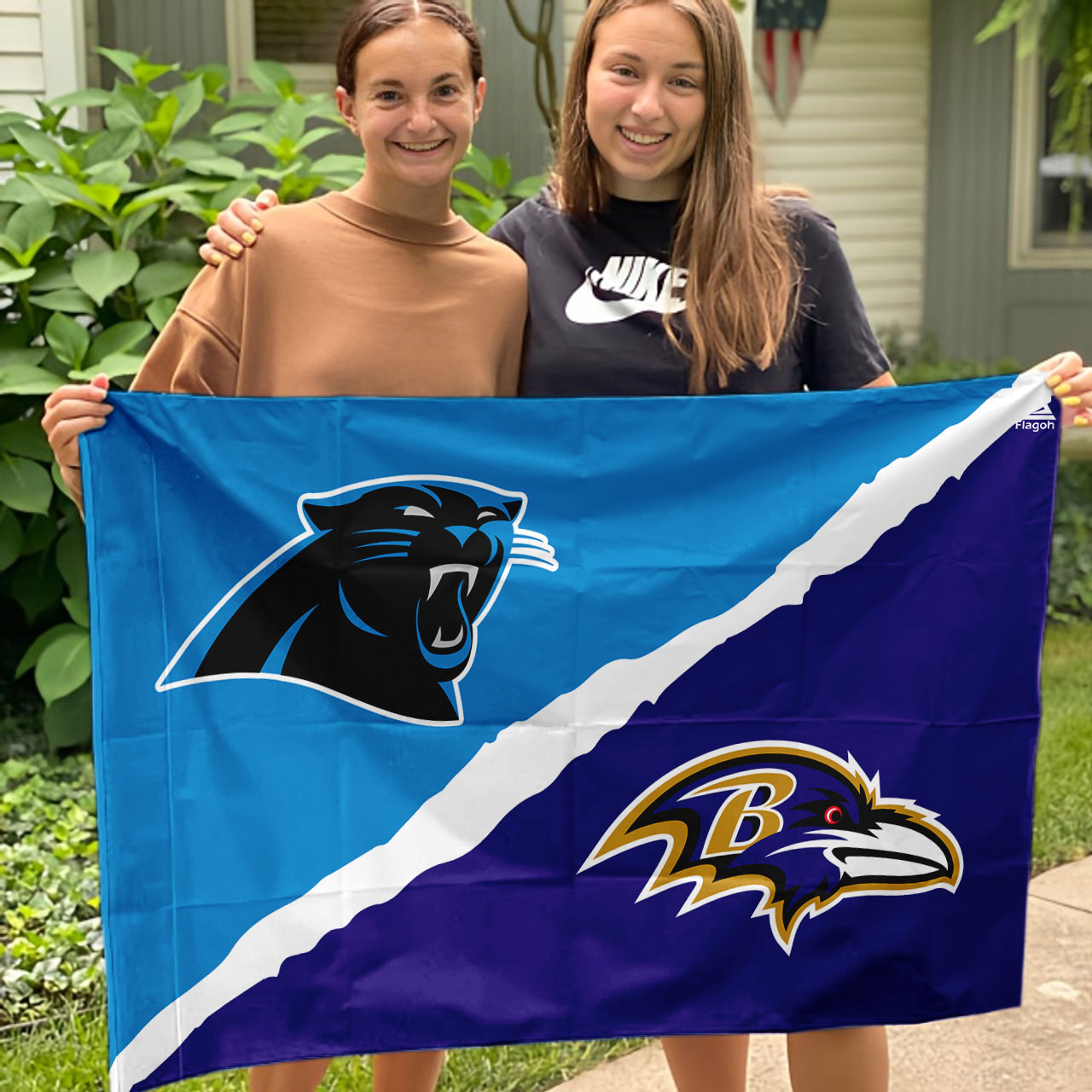 Panthers vs Ravens House Divided Flag, NFL House Divided Flag - Image 3