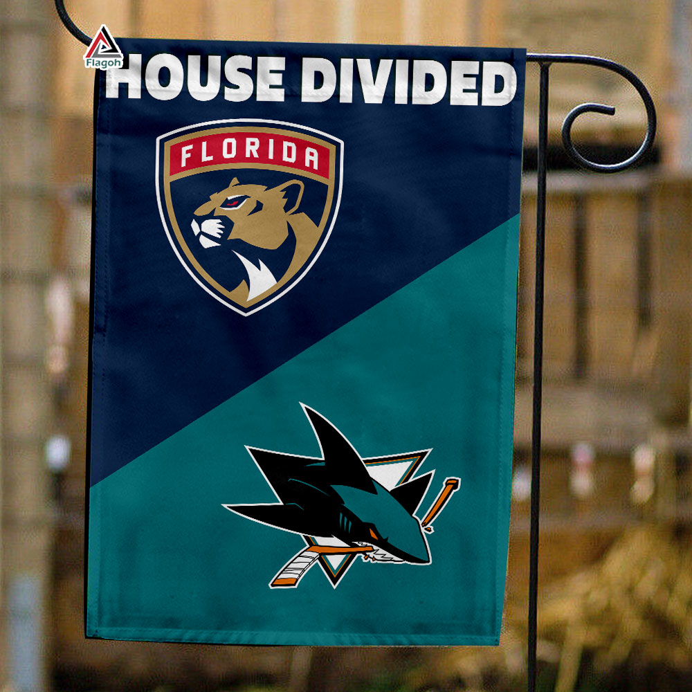 Panthers vs Sharks House Divided Flag, NHL House Divided Flag