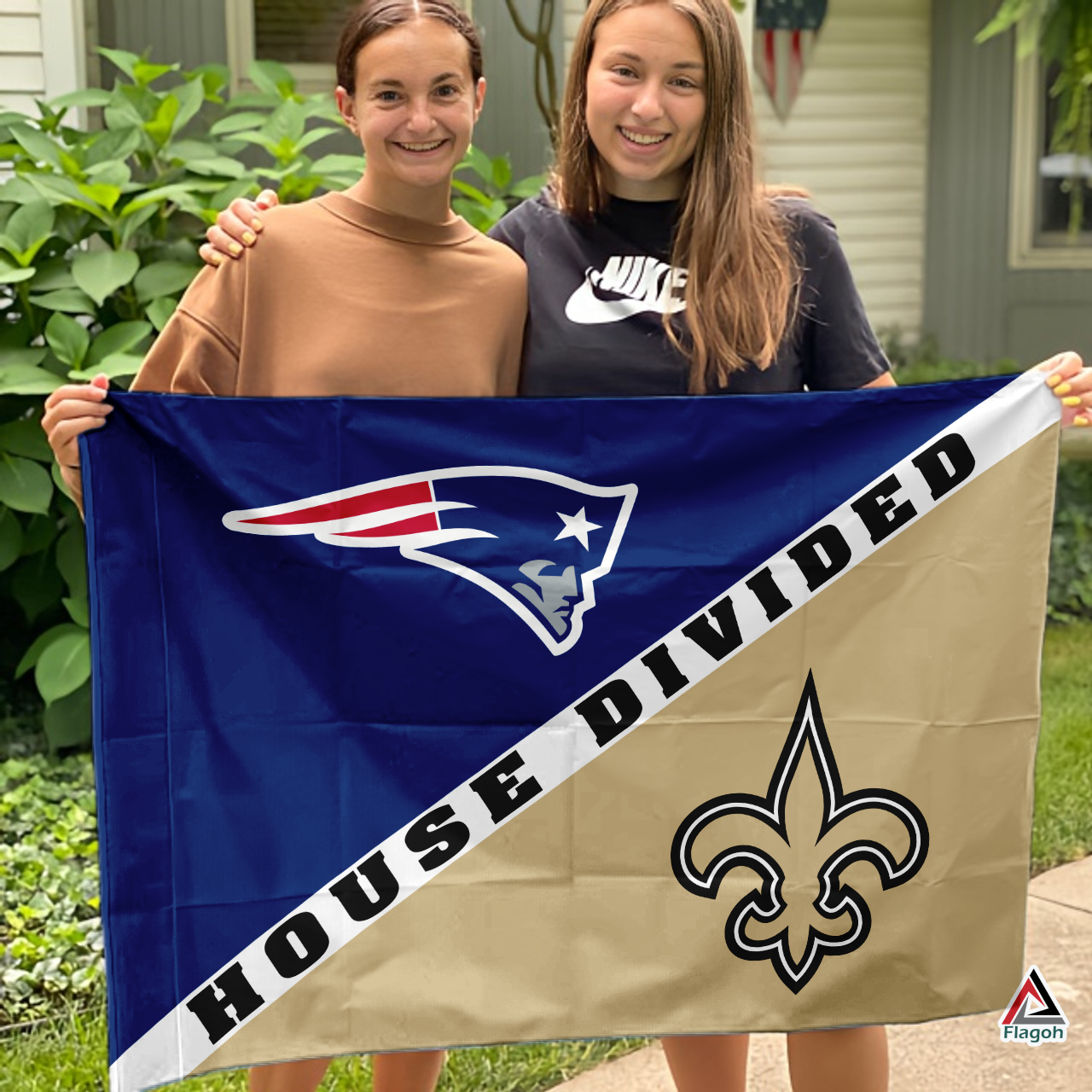 Patriots vs Saints House Divided Flag, NFL House Divided Flag - Image 3
