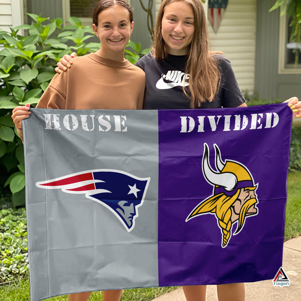 Patriots vs Vikings House Divided Flag, NFL House Divided Flag - Image 3