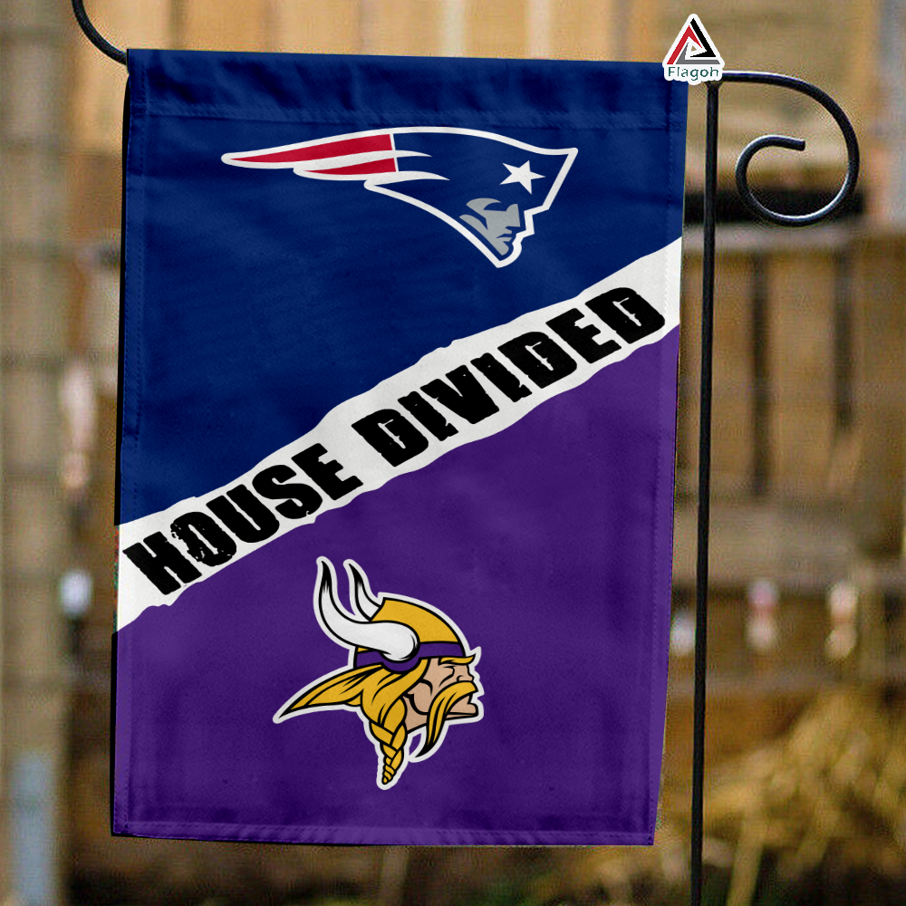 Patriots vs Vikings House Divided Flag, NFL House Divided Flag