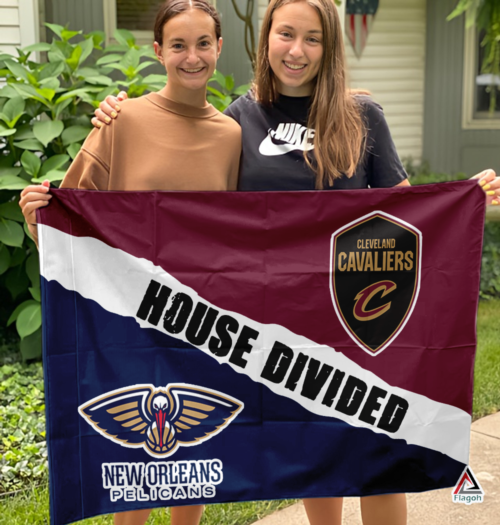 Pelicans vs Cavaliers House Divided Flag, NBA House Divided Flag - Image 3