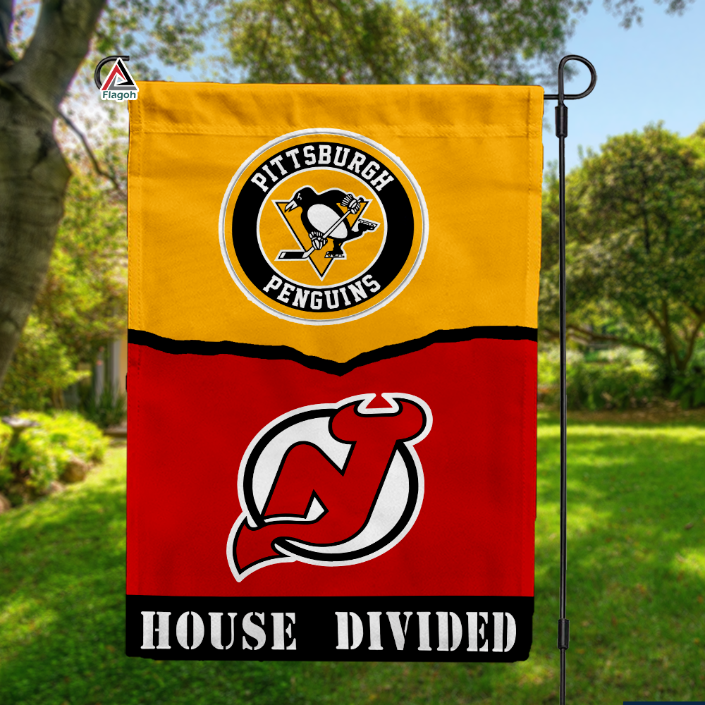 Penguins vs Devils House Divided Flag, NHL House Divided Flag