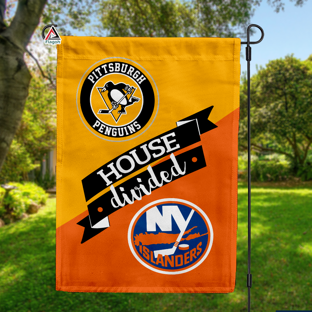 Penguins vs Islanders House Divided Flag, NHL House Divided Flag