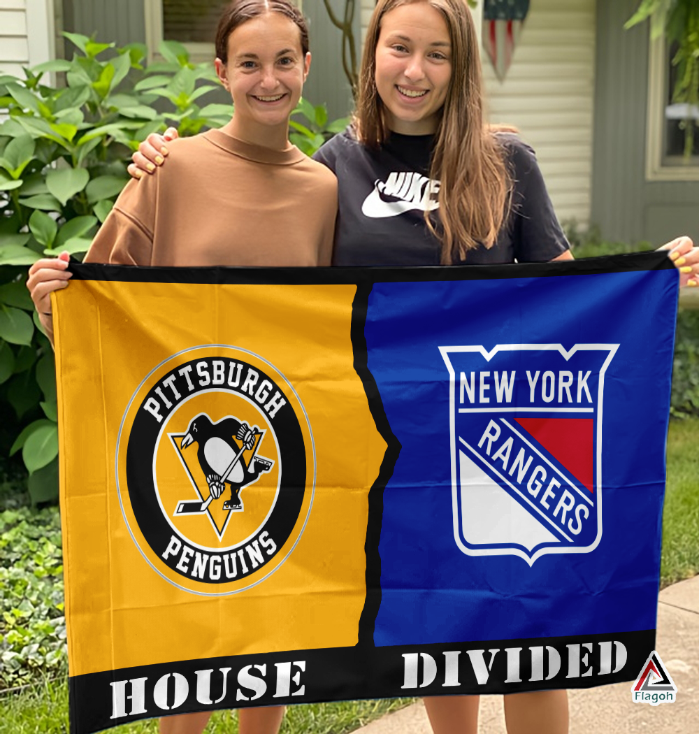 Penguins vs Rangers House Divided Flag, NHL House Divided Flag - Image 3