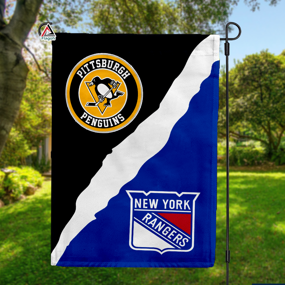 Penguins vs Rangers House Divided Flag, NHL House Divided Flag