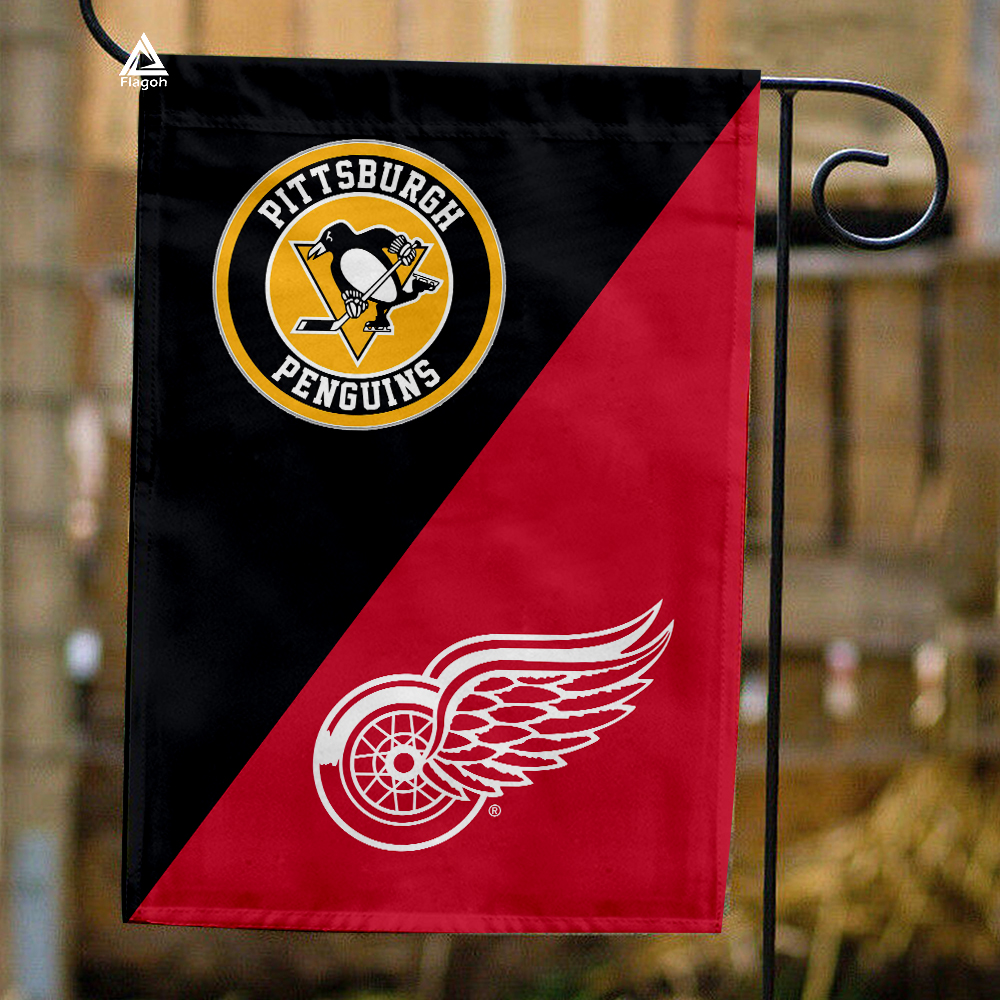 Penguins vs Red Wings House Divided Flag, NHL House Divided Flag