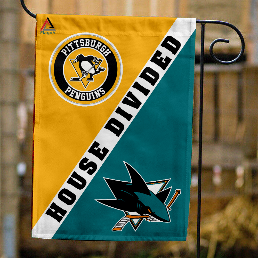 Penguins vs Sharks House Divided Flag, NHL House Divided Flag