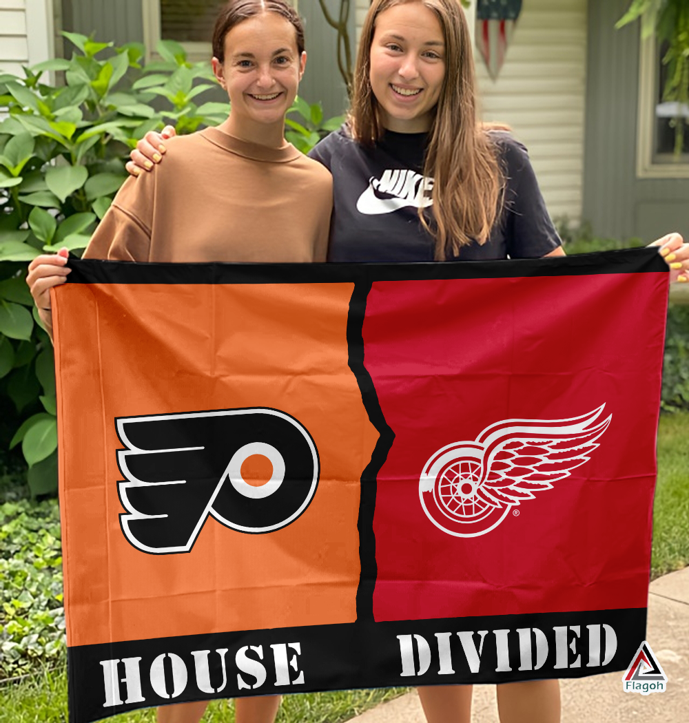 Philadelphia Flyers vs Detroit Red Wings House Divided Flag, NHL House Divided Flag - Image 3